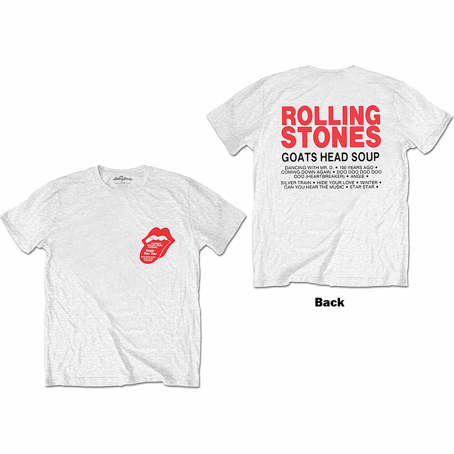 Rolling Stones tričko, Goat Head Soup Tracklist BP White, pánské, velikost M