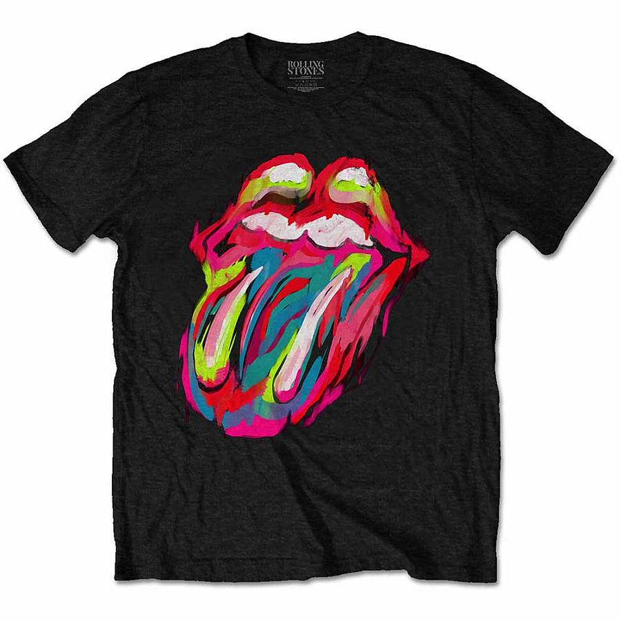 Rolling Stones tričko, Sixty Brushstroke Tongue Black, pánské, velikost S