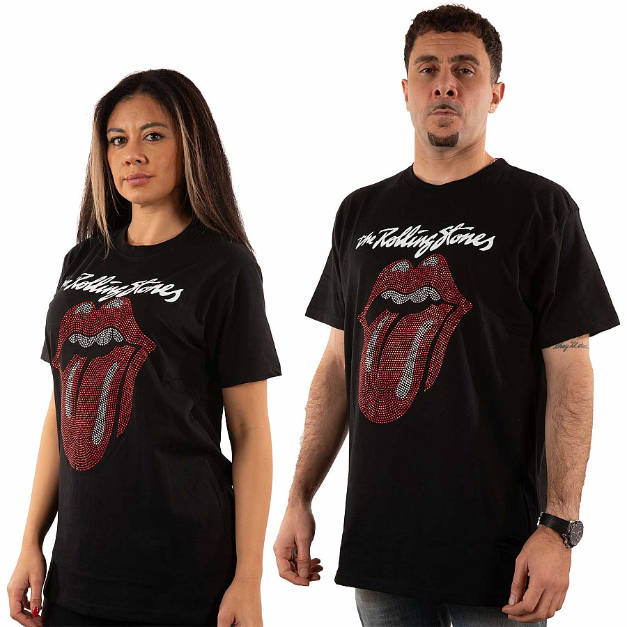 Rolling Stones tričko, Logo &amp; Tongue Diamante Black, pánské, velikost XXL
