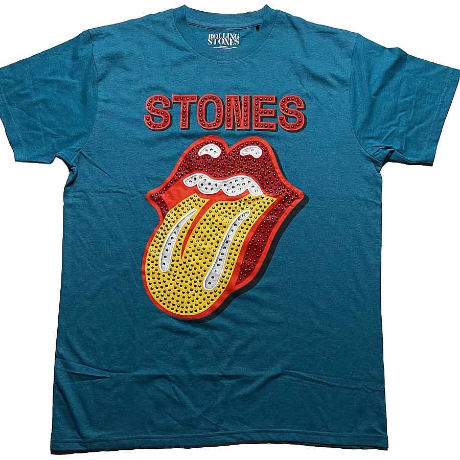 Rolling Stones tričko, Dia Tongue Diamante Teal Blue, pánské, velikost S