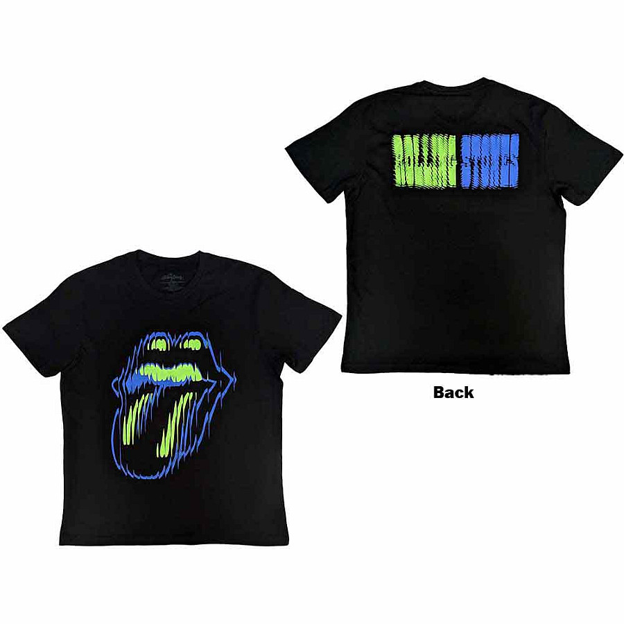 Rolling Stones tričko, Distorted Tongue BP Black, pánské, velikost XL