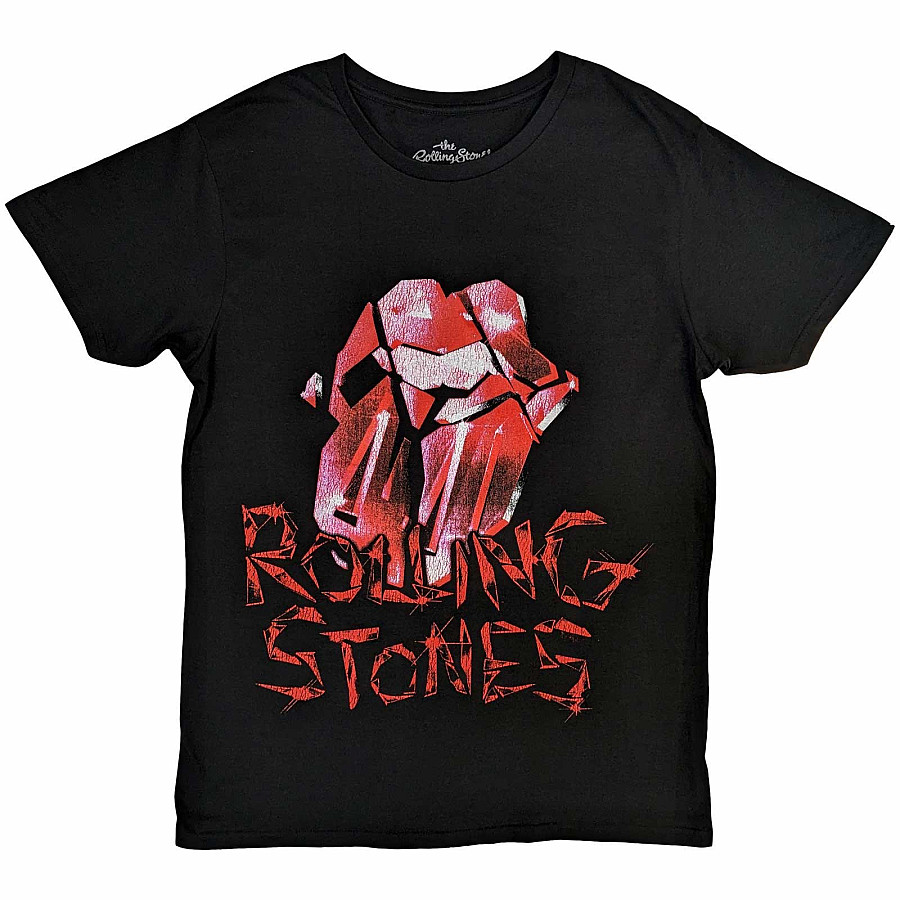Rolling Stones tričko, Hackney Diamonds Cracked Glass Tongue Black, pánské, velikost M