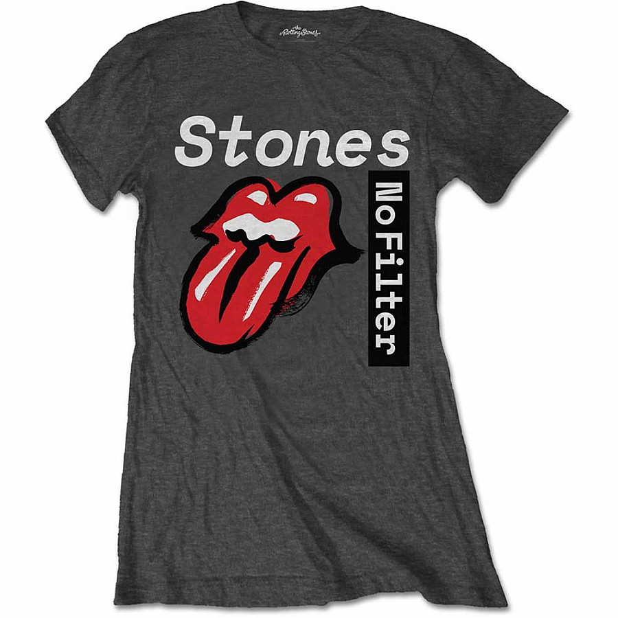 Rolling Stones tričko, No Filter Text Charc, dámské, velikost M