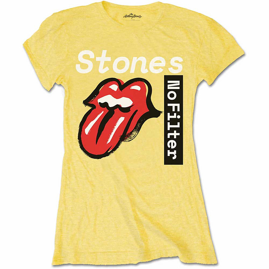 Rolling Stones tričko, No Filter Text Yellow, dámské, velikost M
