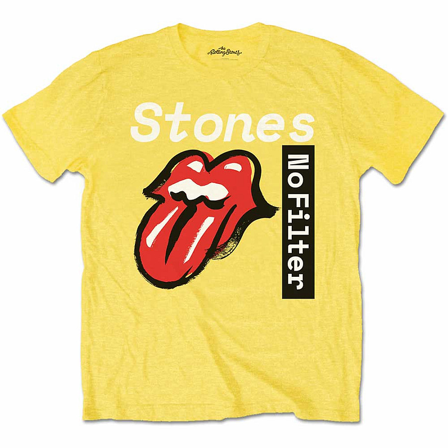 Rolling Stones tričko, No Filter Text Yellow, pánské, velikost S