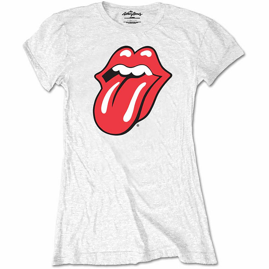 Rolling Stones tričko, Classic Tongue White, dámské, velikost S