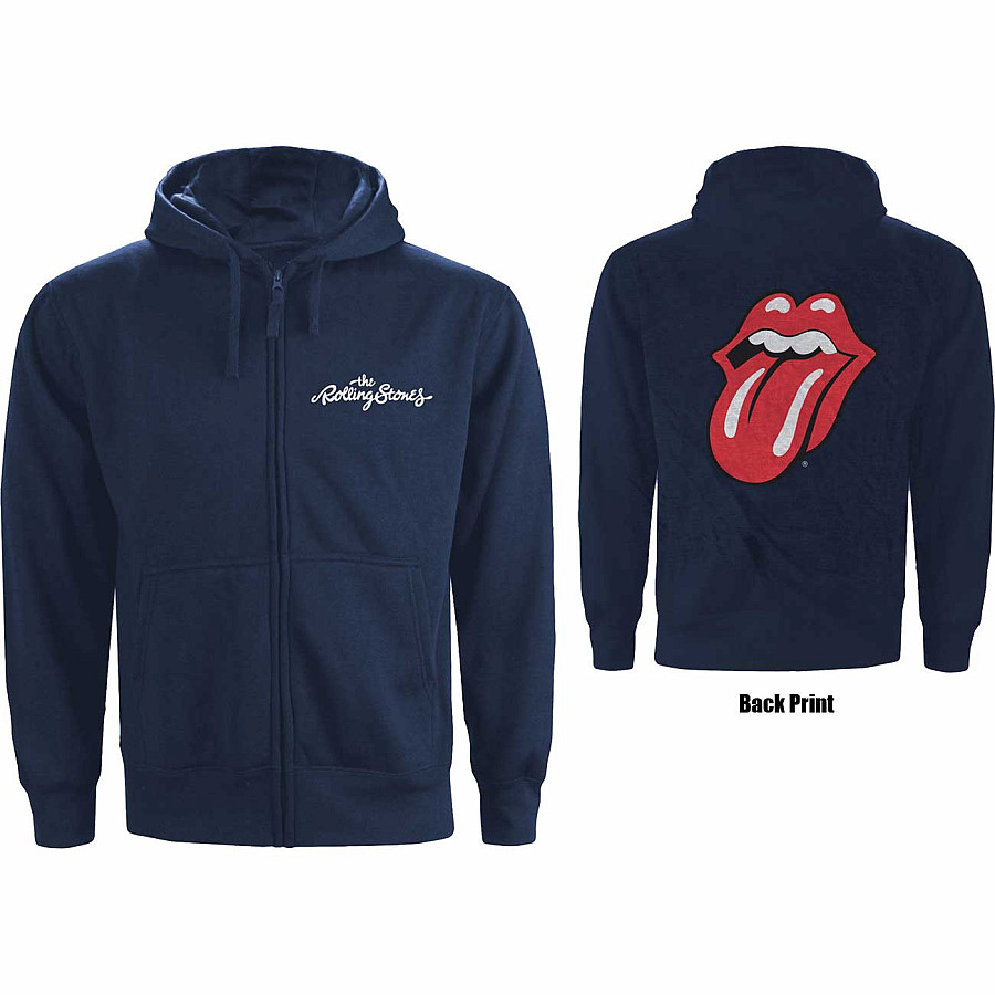 Rolling Stones mikina, Classic Tongue BackPrint Navy, pánská, velikost L