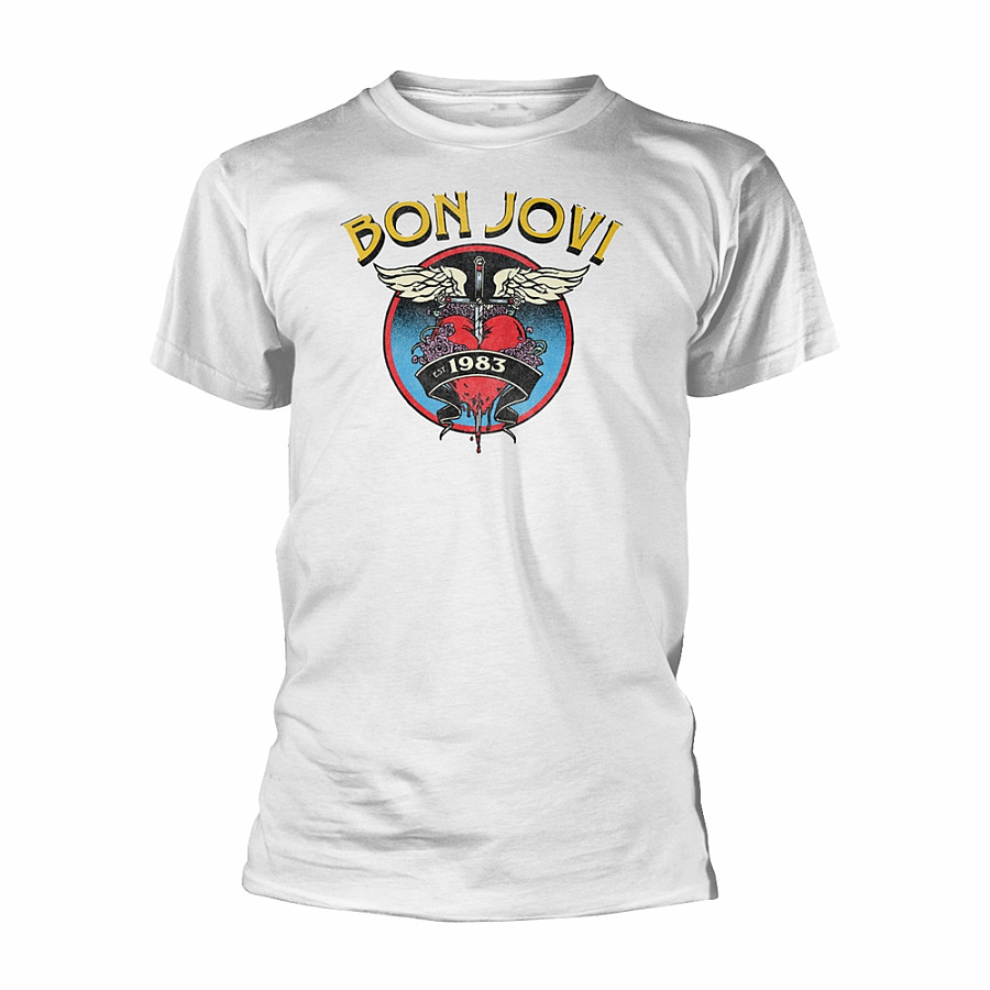 Bon Jovi tričko, Heart ´83 White, pánské, velikost XL