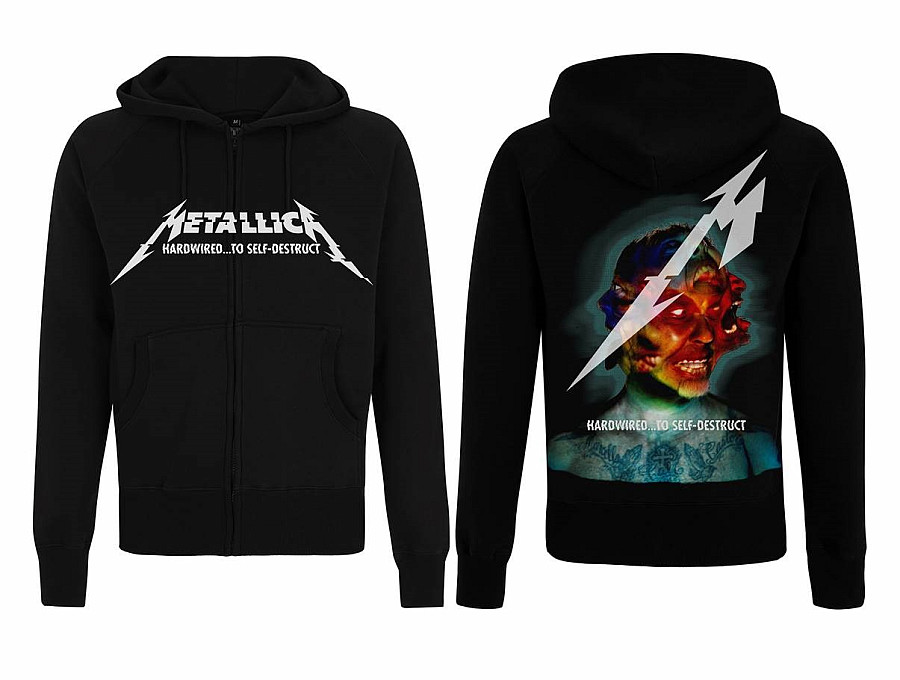 Metallica mikina, Hardwired Album Cover Black Zip, pánská, velikost XL