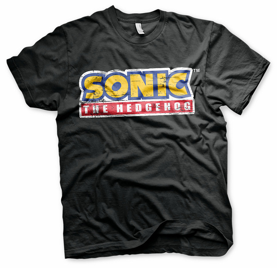 Sonic The Hedgehog tričko, Cracked Logo Black, pánské, velikost XL