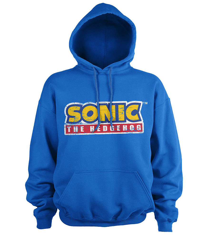 Sonic The Hedgehog mikina, Cracked Logo Hoodie Blue, pánská, velikost M