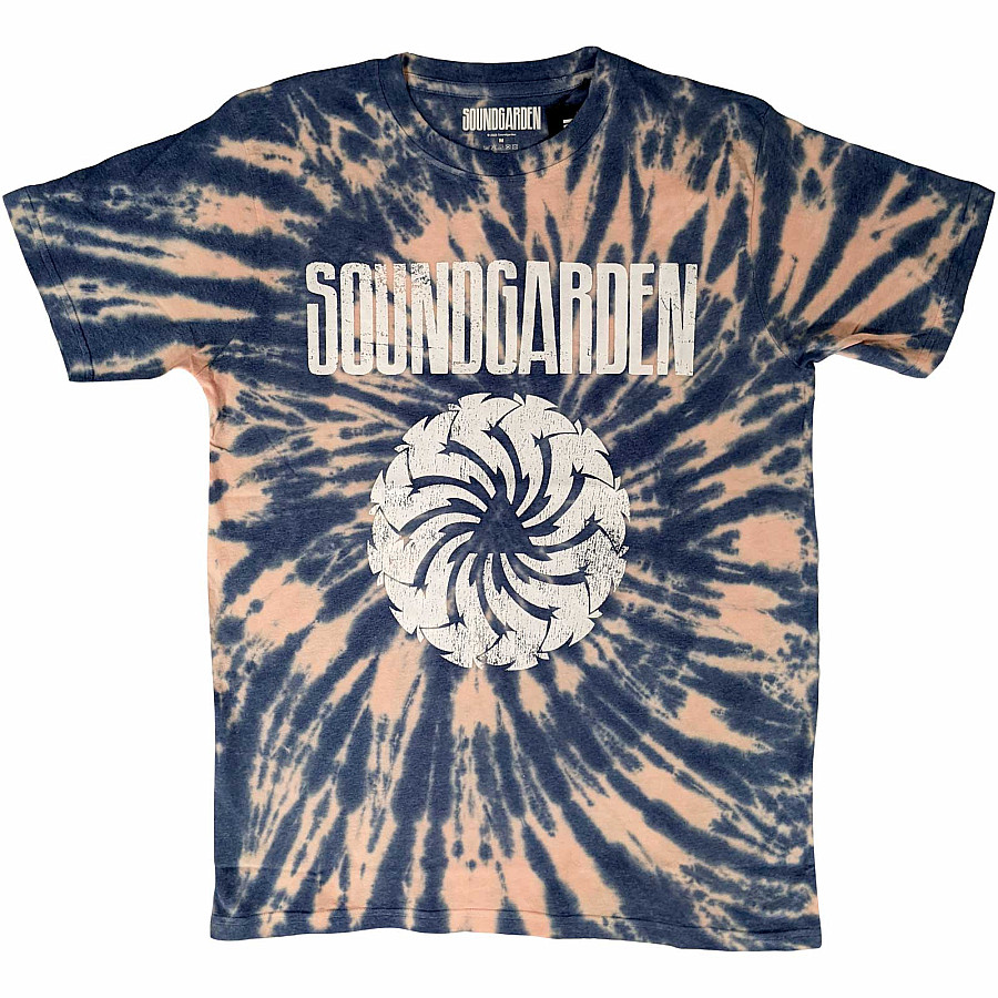 Soundgarden tričko, Logo Swirl Dip Dye Wash Blue, pánské, velikost L