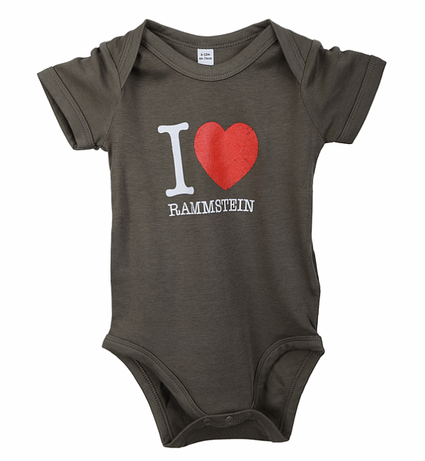 Rammstein kojenecké body, I Love Rammstein Camouflage Green, dětské, velikost L 6-12 měsíců