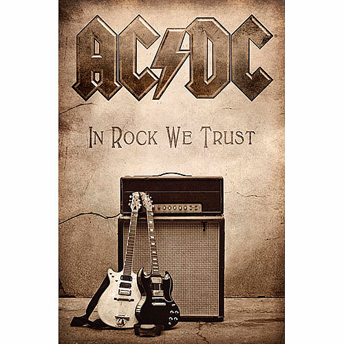 AC/DC textilní banner 68cm x 106cm, In Rock We Trust