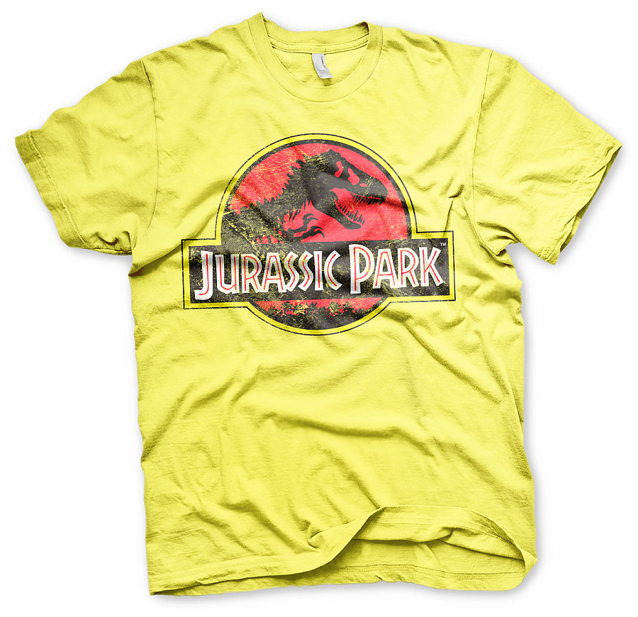 Jurský Park tričko, Distressed Logo Yellow, pánské, velikost S