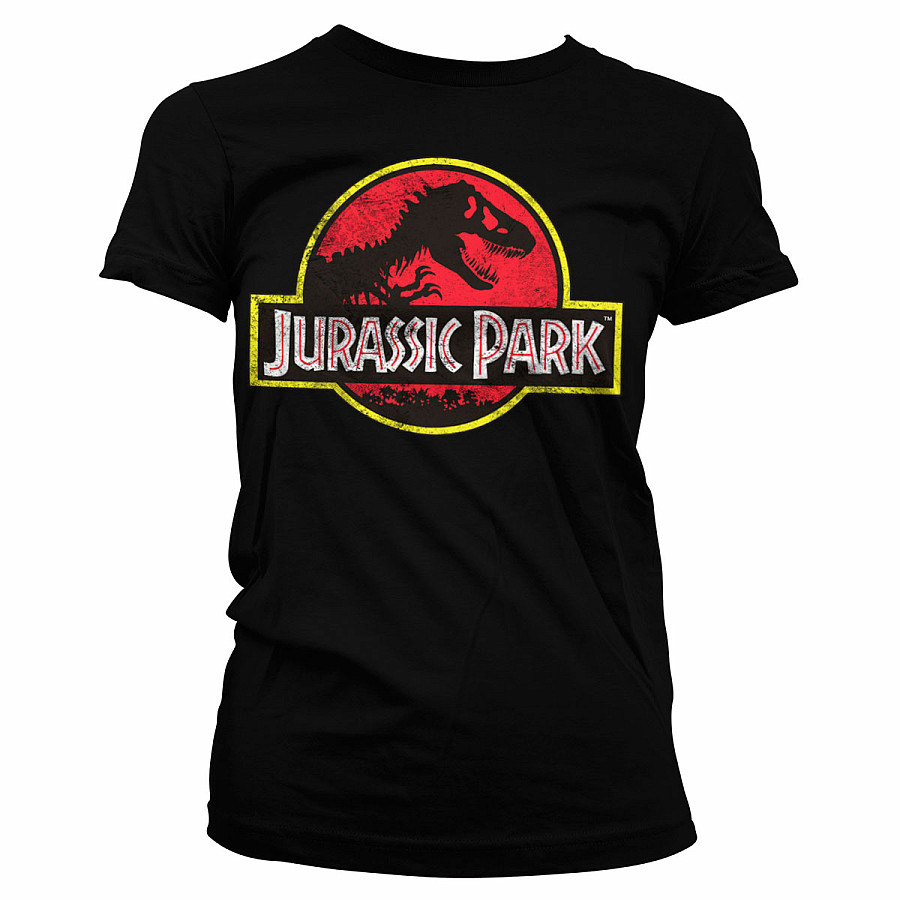 Jurský Park tričko, Distressed Logo Girly Black, dámské, velikost S