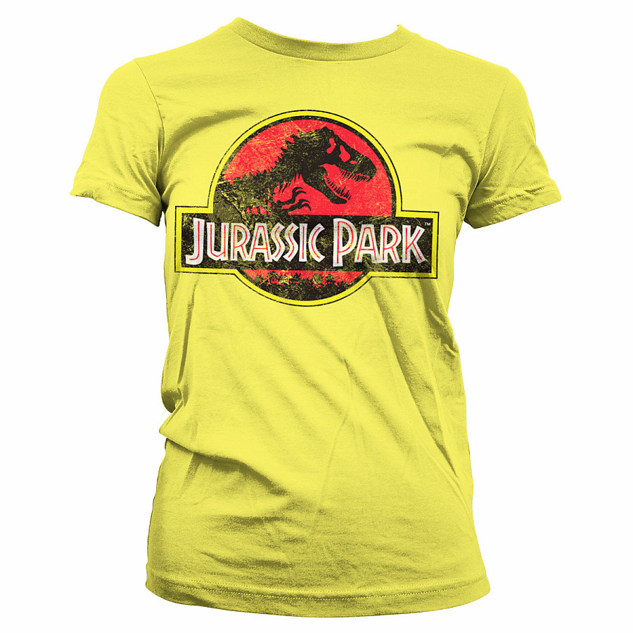 Jurský Park tričko, Distressed Logo Girly Yellow, dámské, velikost S