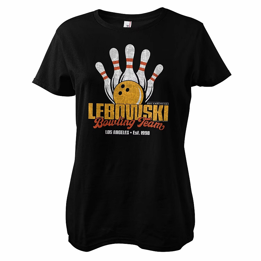 Big Lebowski tričko, Lebowski Bowling Team Girly Black, dámské, velikost S
