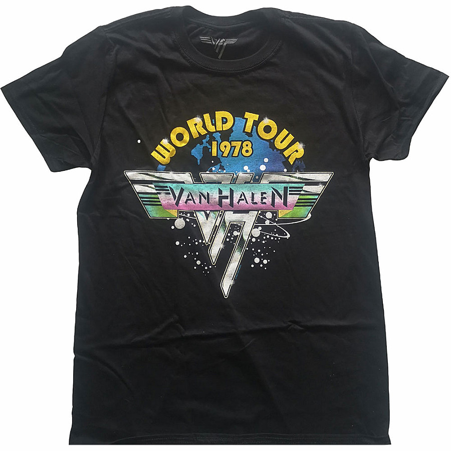 Van Halen tričko, World Tour &#039;78 Full Colour Black, pánské, velikost L