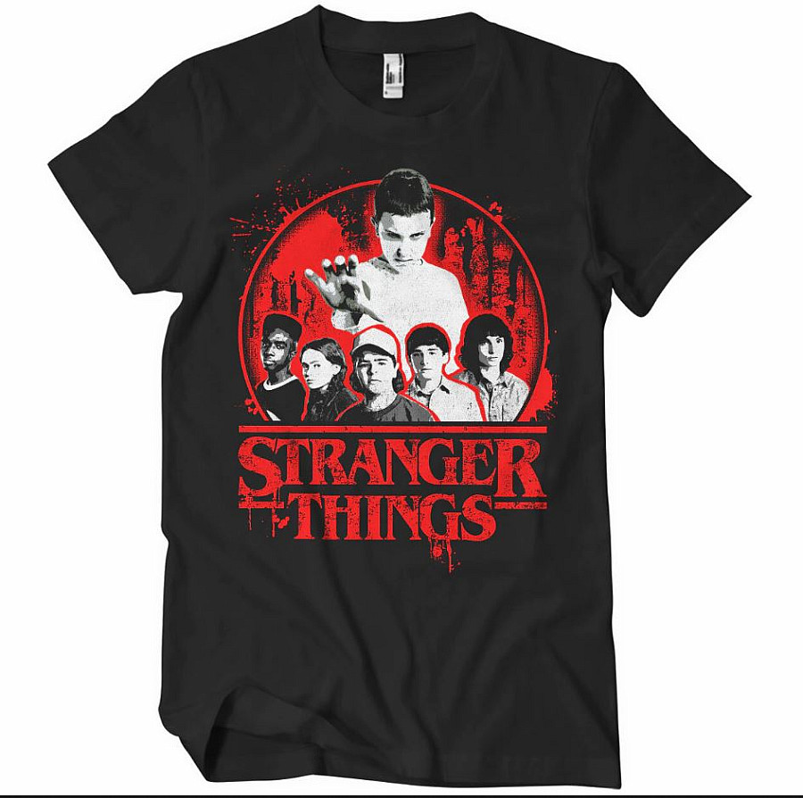 Stranger Things tričko, Stranger Things Distressed Black, pánské, velikost XL