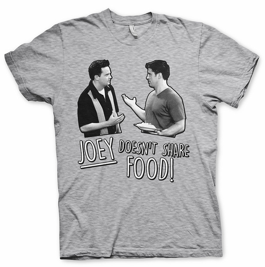 Friends tričko, Joey Doesn´t Share Food Light Grey, pánské, velikost M