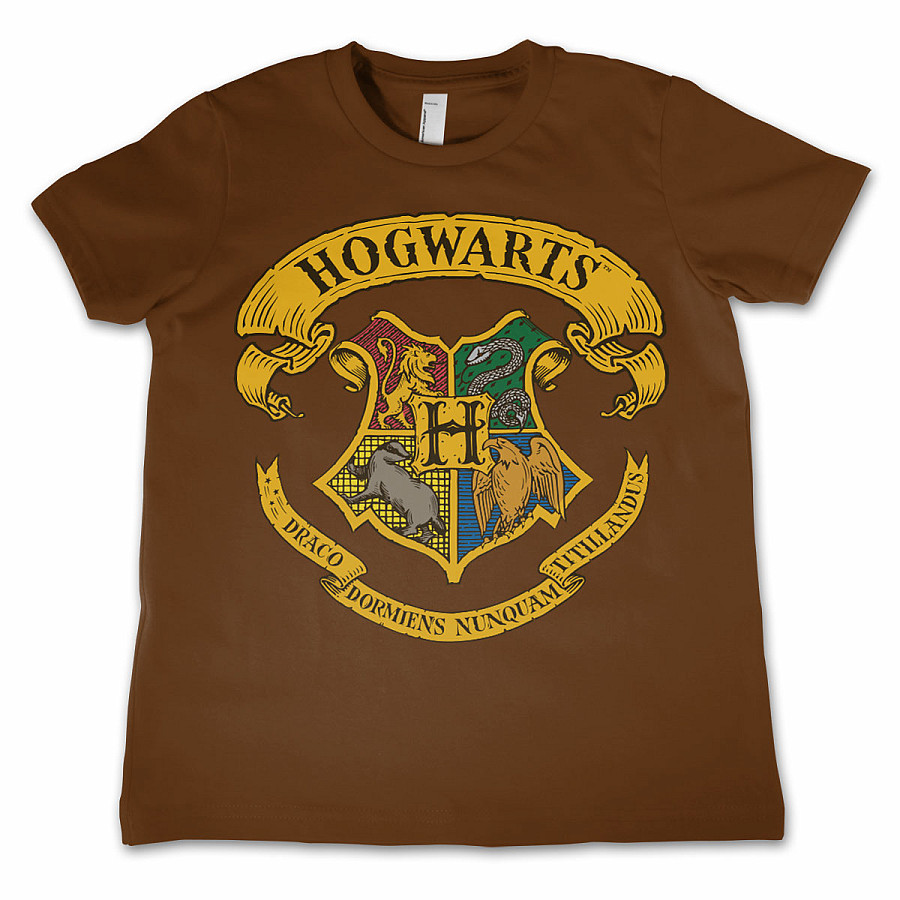 Harry Potter tričko, Hogwarts Crest Brown, dětské, velikost XL velikost XL (12 let)