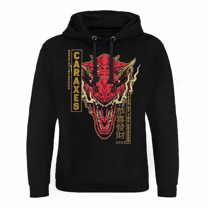 Hra o trůny mikina, CARAXES Dragon Epic Black, pánská, velikost S