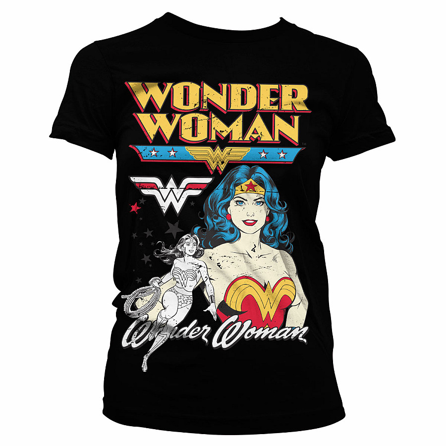 Wonder Woman tričko, Posing Wonder Woman Girly Black, dámské, velikost S