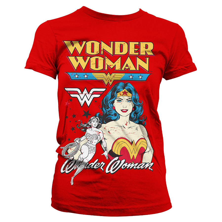 Wonder Woman tričko, Posing Wonder Woman Girly Red, dámské, velikost M