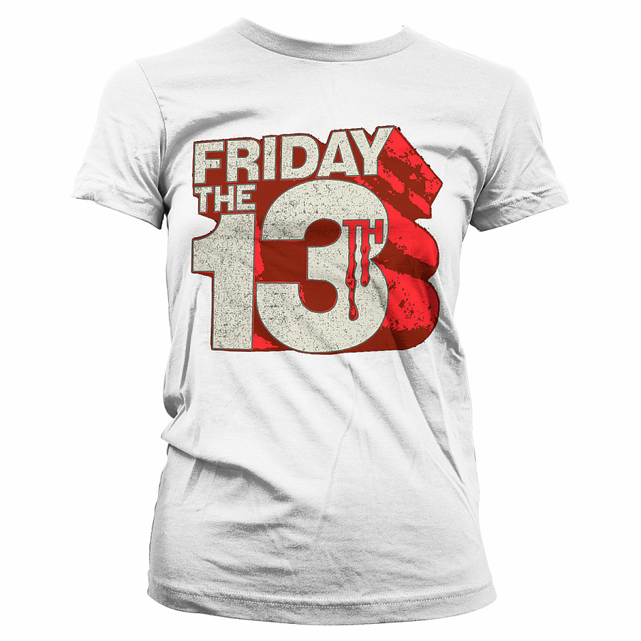 Friday the 13th tričko, Block Logo White Girly, dámské, velikost S