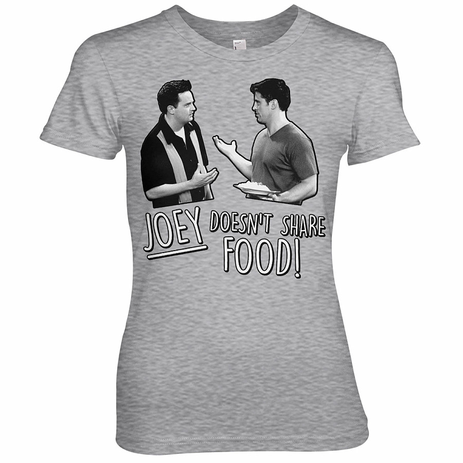 Friends tričko, Joey Doesn´t Share Food Girly Light Grey, dámské, velikost S