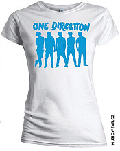 One Direction tričko, Silhouette Blue on White, dámské