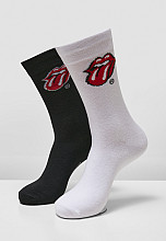 Rolling Stones 2 páry ponožek, Black & White Tongue, unisex - velikost 43 - 46
