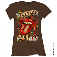 Rolling Stones tričko, Tongue & Stars Brown, dámské