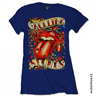 Rolling Stones tričko, Tongue & Stars Navy, dámské