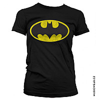 Batman tričko, Distressed Logo Black, dámské