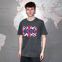 AC/DC tričko, Flag Stone Wash Charcoal Grey, pánské