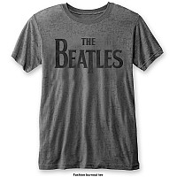 The Beatles tričko, Drop T Logo Burnout Charcoal Grey, pánské