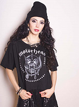 Motorhead tričko, Skulls & Aces Glitter Boxy, dámské