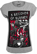 5 Seconds of Summer tričko, 5SOS Longprint Girly Grey, dámské