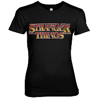 Stranger Things tričko, Fire Logo Girly Black, dámské