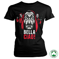 La Casa De Papel tričko, Bella Ciao! Organic Cotton Girly Black, dámské