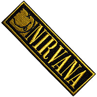 Nirvana tkaná nažehlovačka PES 27 x 88 mm, Logo & Happy Face Bordered Small