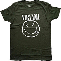 Nirvana tričko, White Smiley Dark Green, pánské