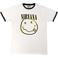 Nirvana tričko, Double Happy Face Ringer White, pánské