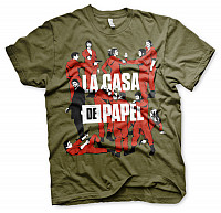 La Casa De Papel tričko, La Pandilla Khaki Green, pánská