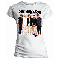 One Direction tričko, Flowers Skinny White, dámské