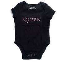 Queen kojenecké body tričko, Pink Logo Black, dětské