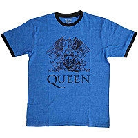 Queen tričko, Crest Logo Ringer Eco Blue, pánské