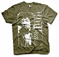 Jimi Hendrix tričko, JH Distressed Olive, pánské